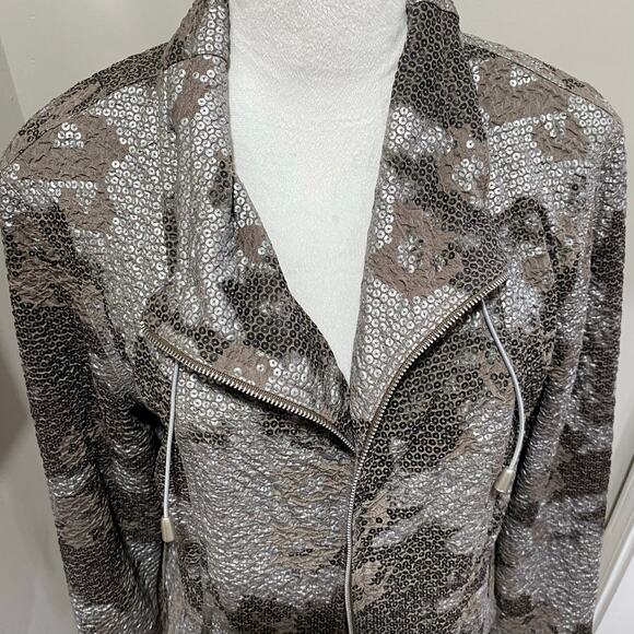 Ruby Rd Zip Front Jacket Size 14 Grey and Brown Abstract Pattern - Picture 8 of 10
